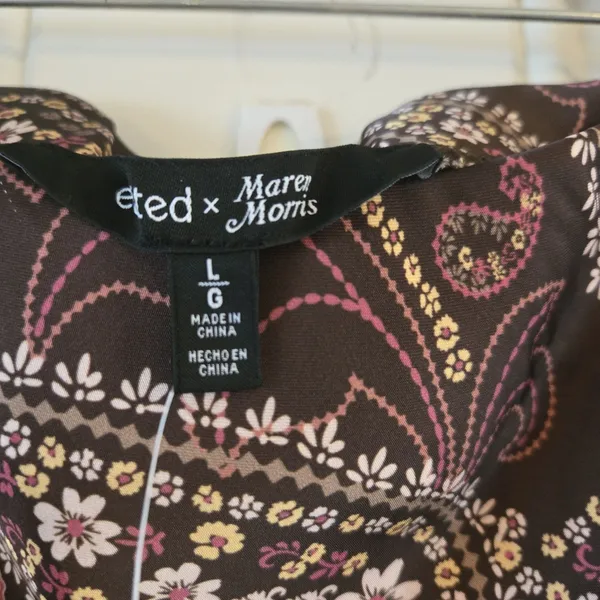 Edited Maren Morris Womens L Brown Floral Paisley Satin Midi Slip Skirt NWT - Image 6