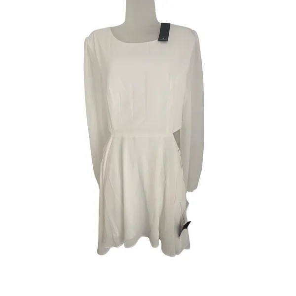 Lulu’s White Garden Bliss Long Sleeve Cutout Mini Dress XL Cocktail Bridal Party - Image 2