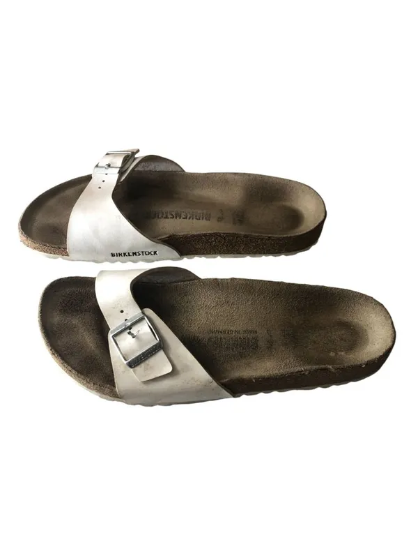 Birkenstock Madrid Birko-Flor Sandals White 41 Narrow Women's Size 10 - Image 4