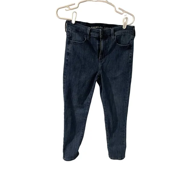 American Eagle Skinny Jeans‎ Pinstripe Blue Ne(x)t Level Stretch 10S Dark Wash - Image 2