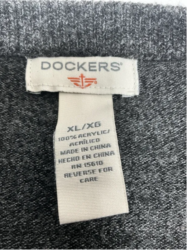 Womans Excellent Dockers Pullover Sweater XL Gray Long Sleeve - Image 3