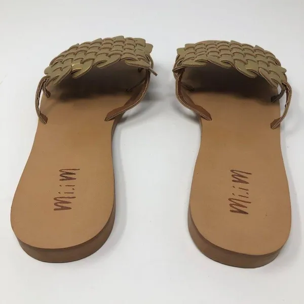 Mi.iM Cross-Hatch Golden Slip On Sandals Size 8 Slides Party Night Out Summer - Image 5
