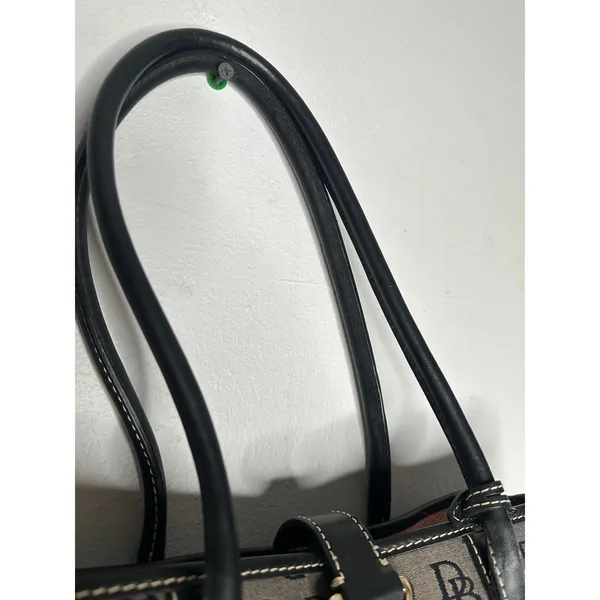 DOONEY & BOURKE Black Gray DB Monogram Buckle Flap Top Shoulder Large Tote Bag - Image 7