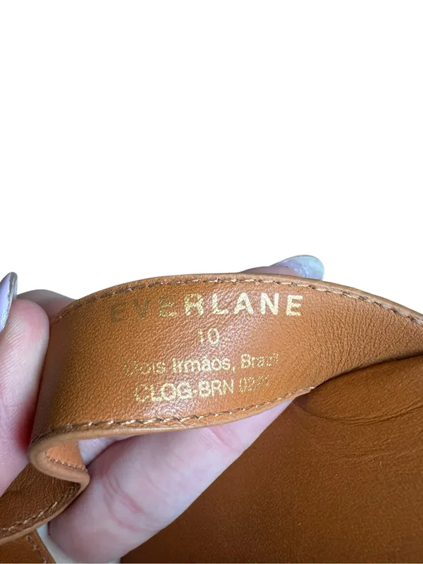 Everlane - The Clog Sandal Cognac Leather Platform Shoes Sz 10 - Image 9