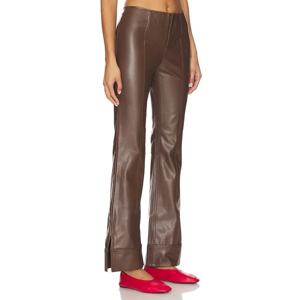 Free People Glow Up Faux Leather Pant in Potting Soil size 8 NWT - Image 5