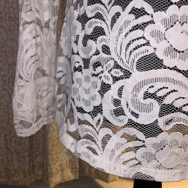 Express Size S Cream Lace Long Sleeve Top - Image 9