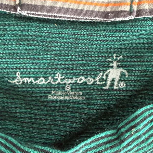 Smartwool Green Striped Lightweight Long Sleeve Top Fitted Wool Athletic - Image 5