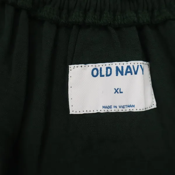 Old Navy Womens XL Dark Green Peasant Blouse Balloon Sleeve V-Neck Rayon Top - Image 2