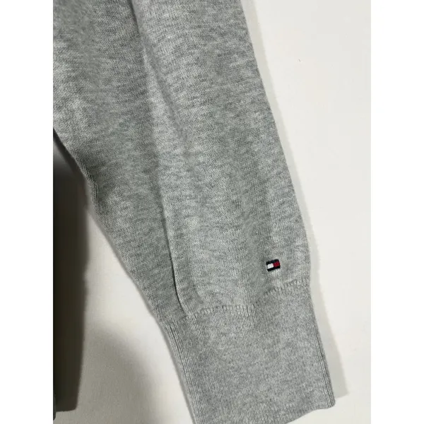 Tommy Hilfiger Argyle V-Neck Sweater Women L Grey Blue 100% Pima Cotton Golf‎ - Image 3