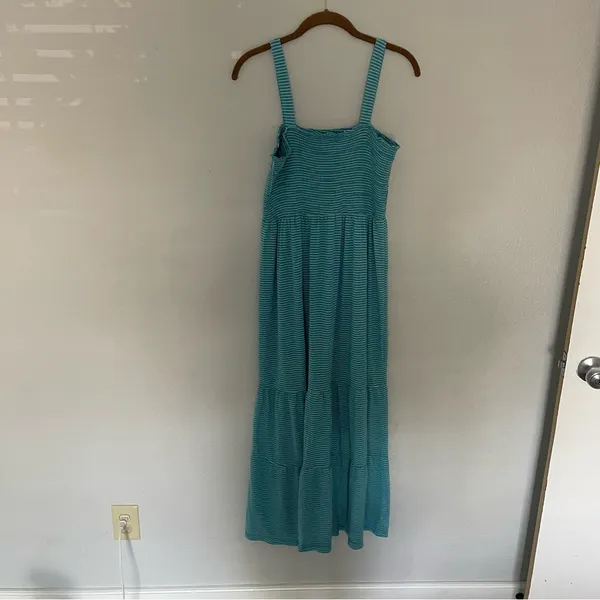 Easel Blue & White Striped Maxi Tiered Dress Summer - Image 4