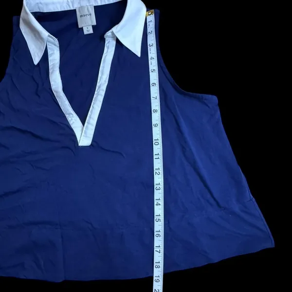 Maeve Navy and White Sleeveless Tank Top wt3 - Image 2