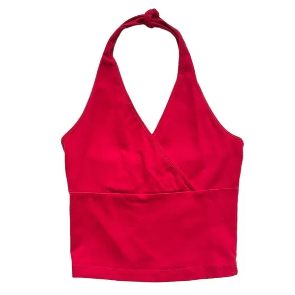 🔃Ambiance Apparel Red Halter Crop Top - Image 2