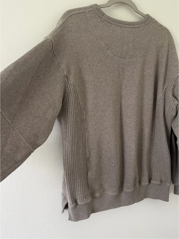 Aerie Tres Chic Oversized Minimalistic Neutral Streetwear Crewneck size xxs - Image 6