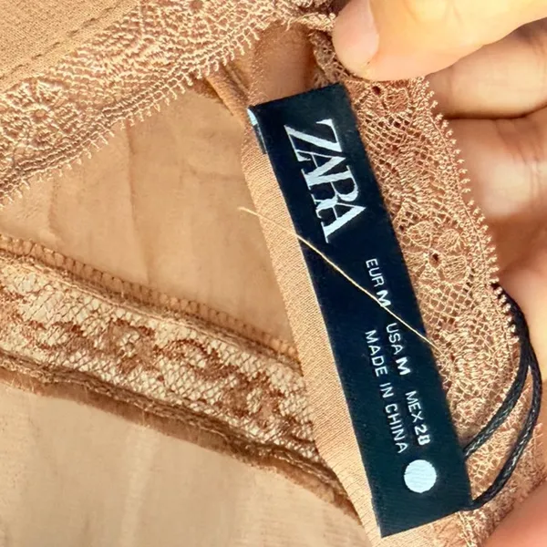 ZARA 2025‎ Collection | NEW Tan Lace Slip Midi Dress Medium Dainty Coquette Fem - Image 11