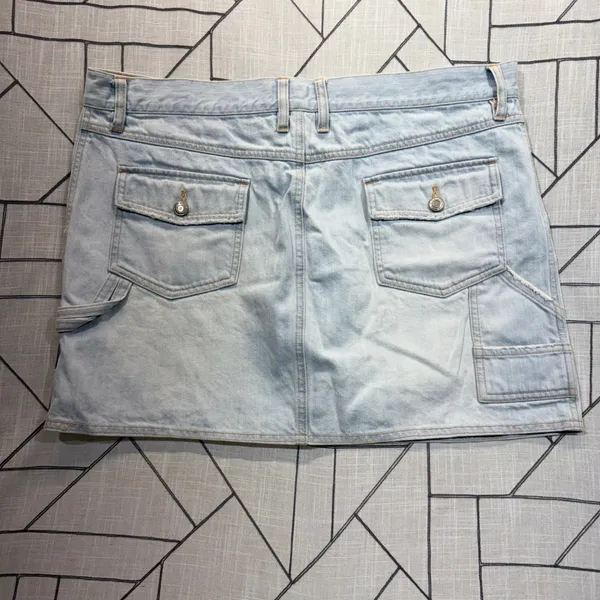 Old Navy Denim Mini‎ Skirt 16 Light Blue Carpenter Y2K Utility Cotton - Image 2
