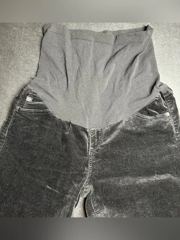 AG Adriano Goldschmied Size 28R Maternity Skinny Black Velvet Pants - Image 2