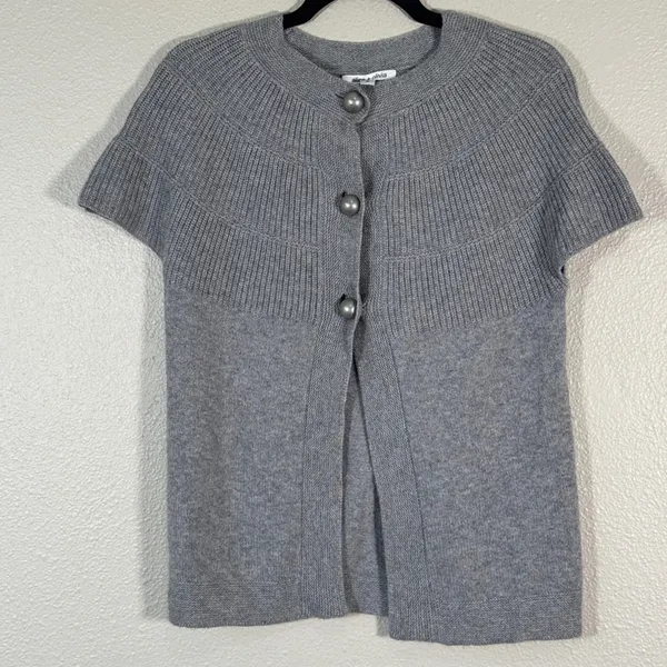 Alice & Olivia Grey Cashmere Y2K Sweater Womens S Chunky Buttons Fall Cardigan - Image 13