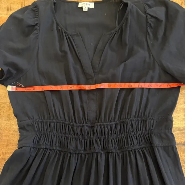 Umgee Tiered Maxi Dress‎ Medium Boho Cottagecore Smocked Waist Cotton LBD Black - Image 10