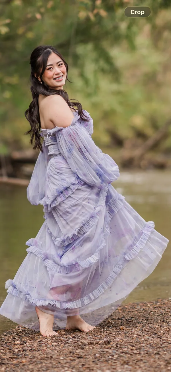 As Seen On Screen Lace & Beads Petite long sleeve ruffle maxi dress in soft lilac floral - Image 4