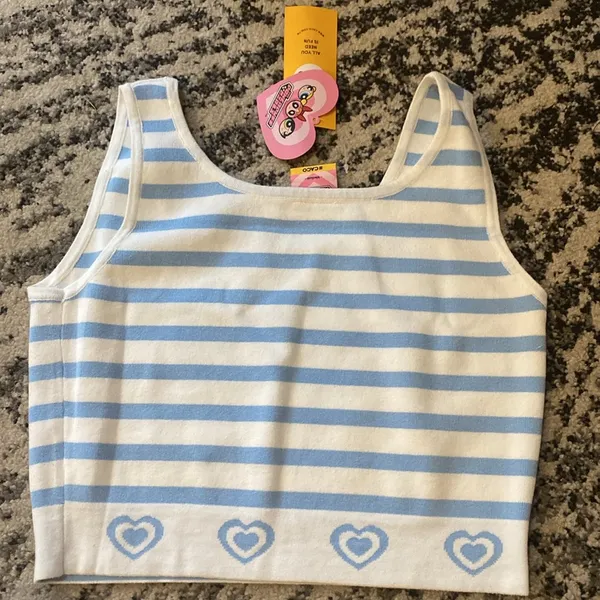 Caco x Powerpuff Girls Blue Striped Tank Top size M - Image 2