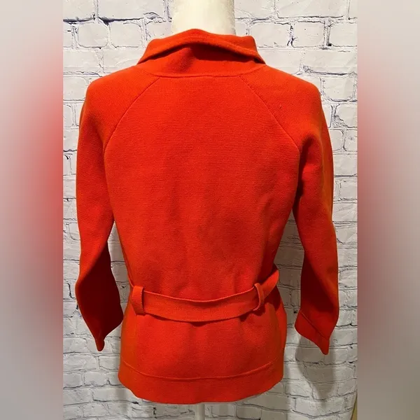 Ann Taylor Knit Orange Jacket Belted Button Women’s Size Medium - Image 4