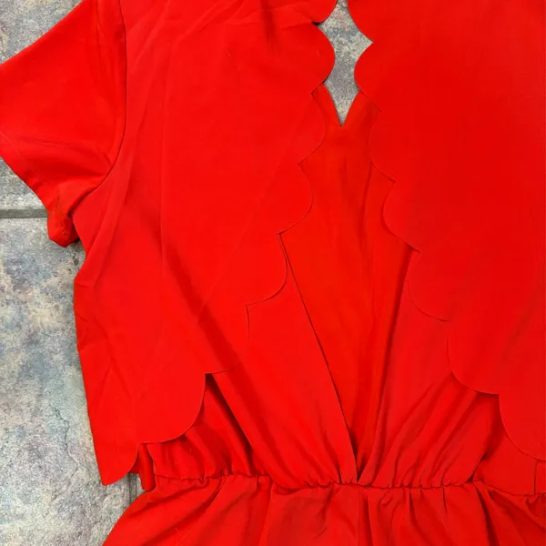 sugar + lips salmon colored scalloped romper with open back cutout - Image 5