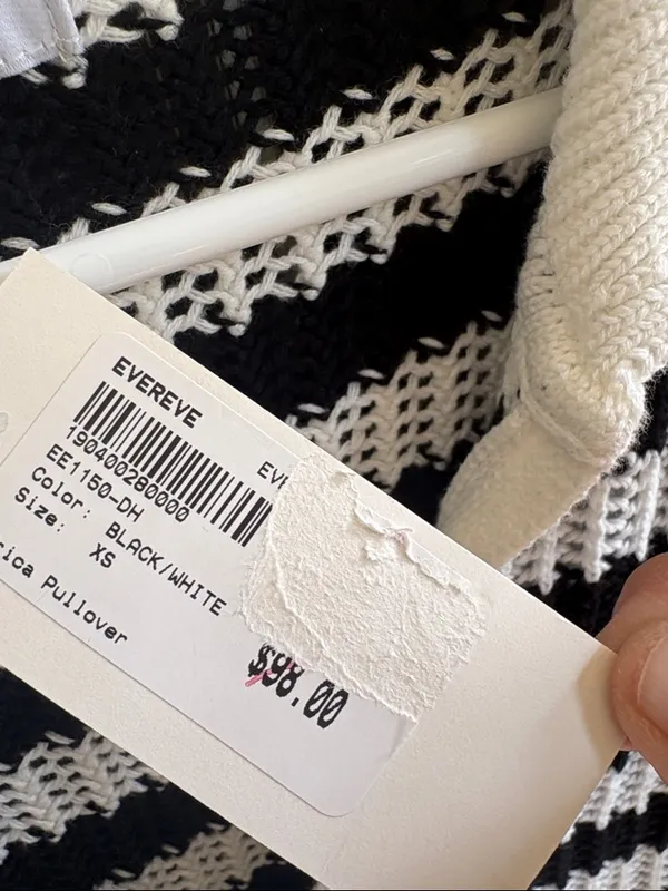 NWT EVEREVE Erica Pullover Striped Sweater Black White Generous XS - Image 5