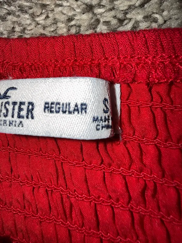 Hollister Red Smocked Off-the-Shoulder Sweetheart Romper - Image 3