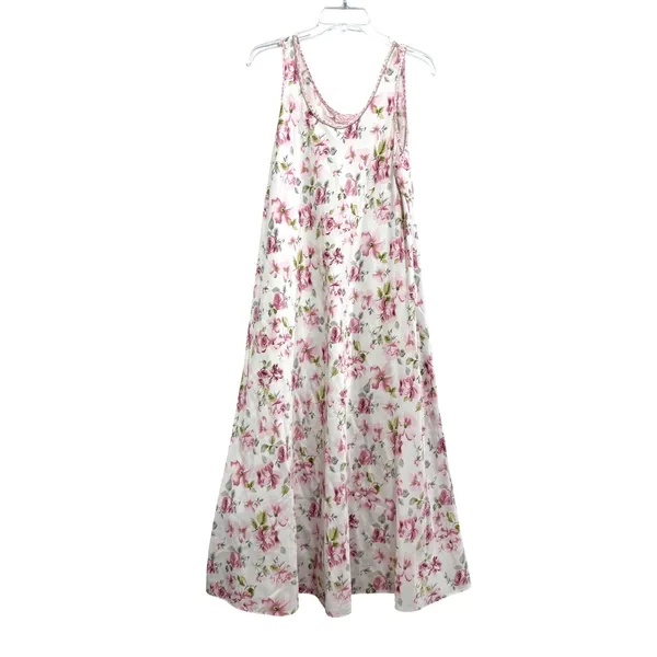 Oscar de la Renta Pink Label Floral Nightgown Set Pink White Large 683420T - Image 3
