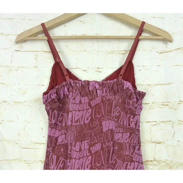 Urban Outfitters Love Mesh Tank Top Women S Pink Brown Sheer Cami Cut Hem Y2K - Image 13