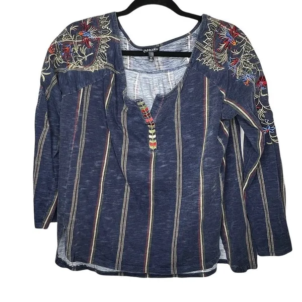 Hannah Embroidered Top‎ Blue Size M - Image 2