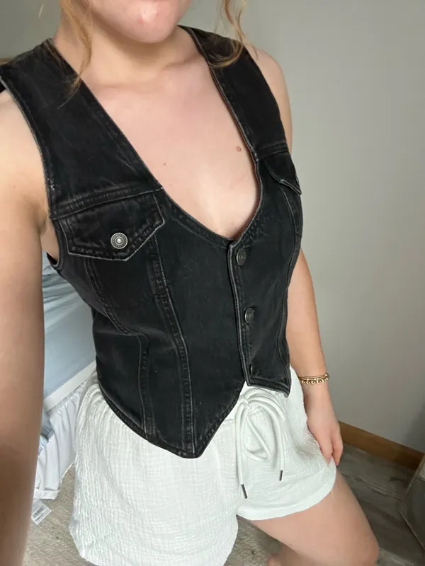 American Eagle Black Denim Top - Image 4