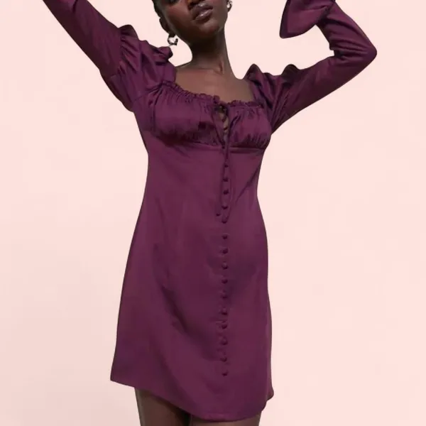 Urban Outfitters Burgundy Milkmaid Dress Eggie Nirvana Dress sz XS - Image 2