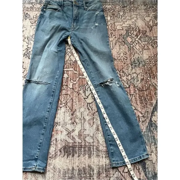Good American Good Classic Straight Leg Jeans with Knee Slits Indigo123 Size 6 - Image 8