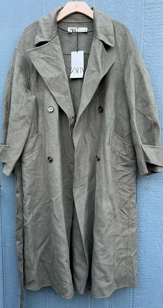 ZARA Wool Blend Coat Double Breasted Coat Size XSMALL - Image 2