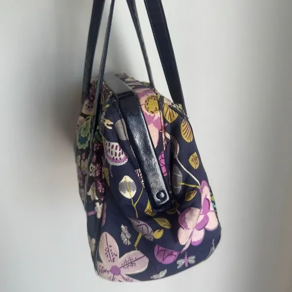 Vera Bradley Bird Floral Print Satchel Purse Blue - Image 7