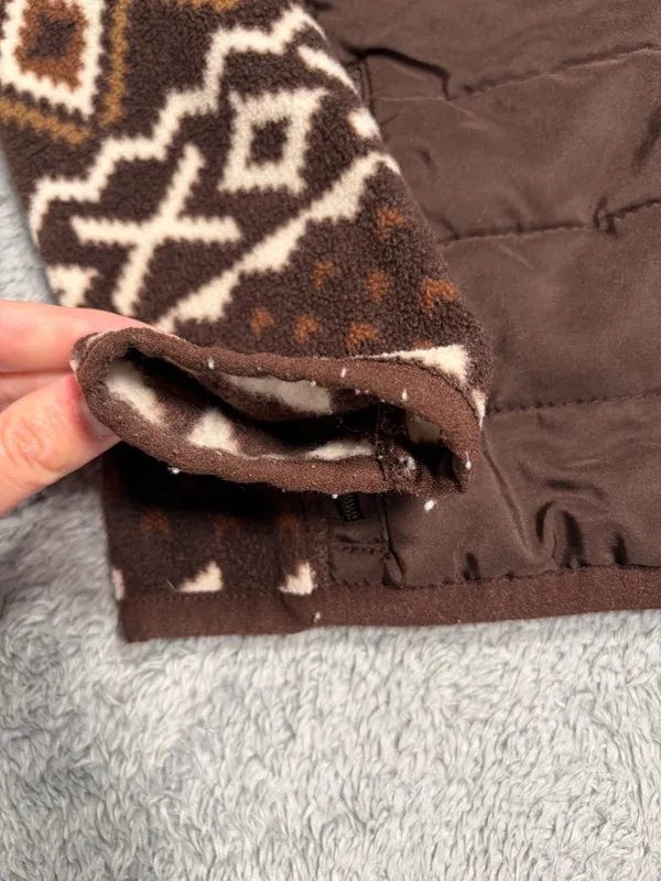 Lauren Ralph Lauren ACTIVE fleece puffer Aztec print brown small - Image 5