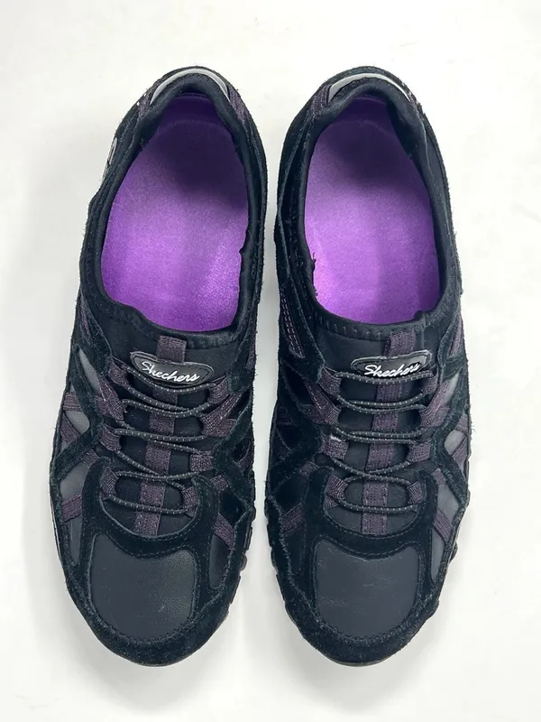 Skechers Bikers 22374 Black Purple Leather Sneakers Women’s 7.5 - Image 4