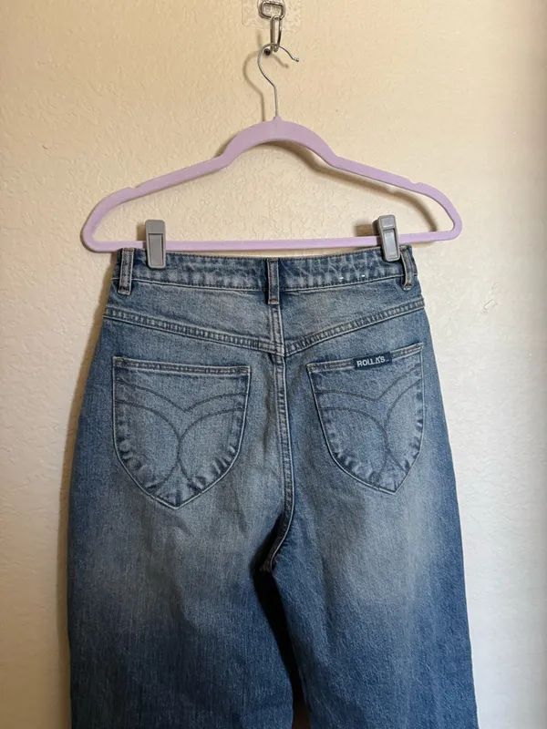 ROLLAS‎ Sailor Jean Sz 28 Pisces Blue Wide Leg High Rise - Image 7