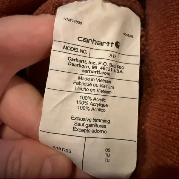 Carhartt Rust Brown Knit Beanie Hat Unisex Size‎ Winter Streetwear - Image 4