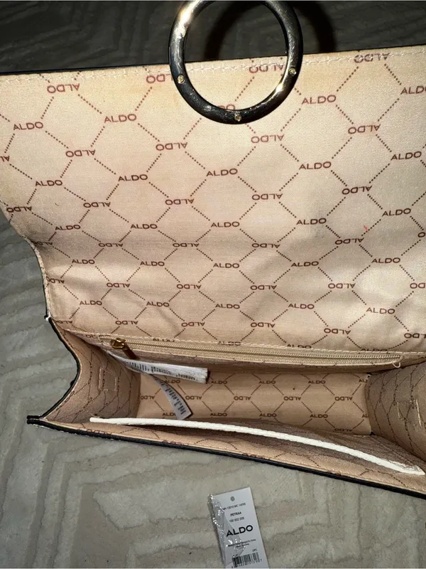 Aldo White Textured Crossbody Bag Crossbody Bag with Gold - Image 5