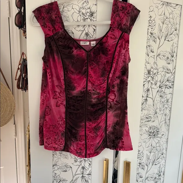Cato Y2k vintage velvet burnout touched blouse - Image 3