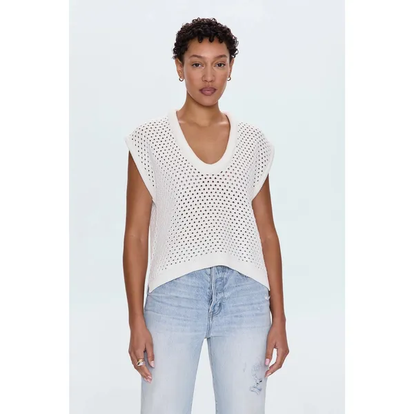 Pistola Beck Open Knit Cream Sweater Size Small - Image 4
