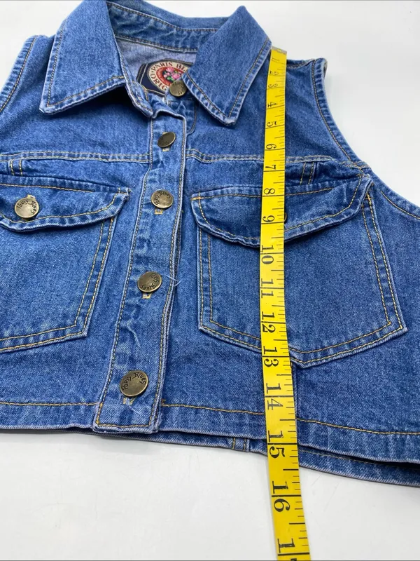 Vintage Y2K Jean Denim Cropped Button Vest Top By Paris Blues Originals XS Extra - Image 6