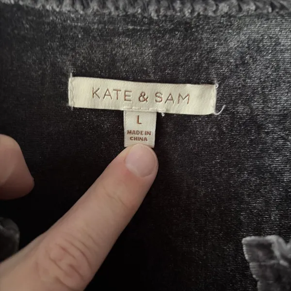 Kate & Sam Whimsygoth Dress Velvet Grey Large Tiered Dress Witchy Boho Stretch - Image 2