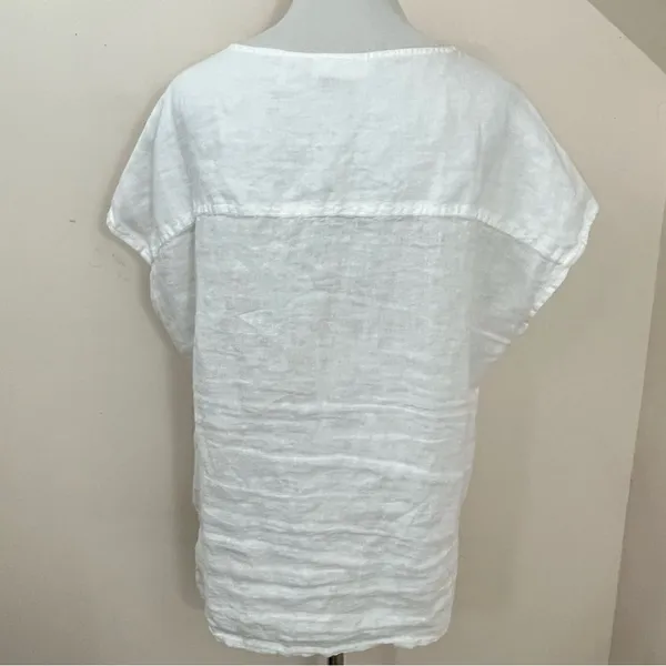 House of Harlow 1960 White Linen Embroidered Boxy Fit Top M - Image 4