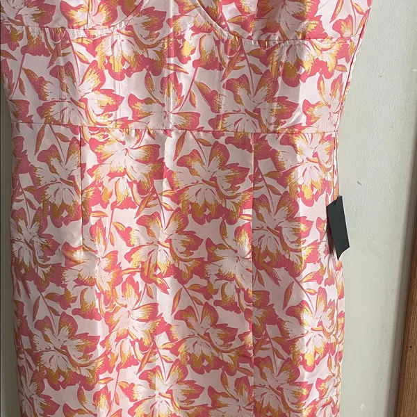 LULUS Darling Celebration Coral Pink Floral Ruffled Trumpet Midi Dress - Image 6