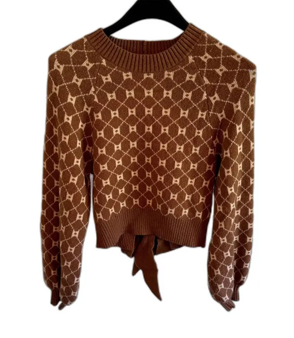 Buckle | Willow & Root Open Back Tie Sweater Brown Print Neutral Size Small BKE - Image 5