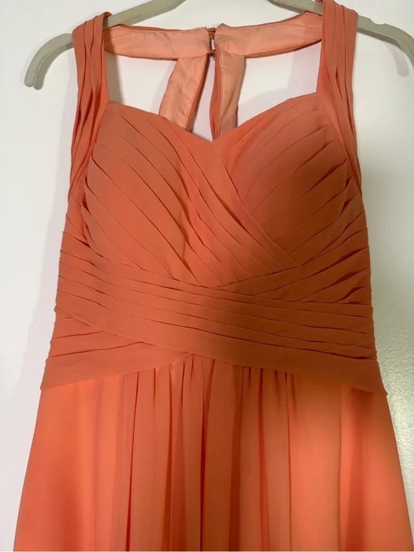 Y2K Azazie Coral Chiffon Evening Gown/ Prom Dress - Image 2