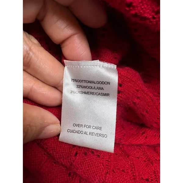 Calvin Klein Red Pointelle Knit V-Neck Sweater Dress Large - Image 6